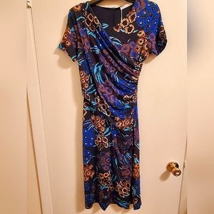 NWT HUGO BOSS Erykah Dress Size S Multicolor Floral Print Ruched